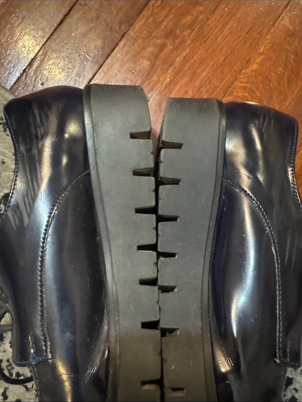 Dark Navy Patent Platform Lace-Up creeper Shoes